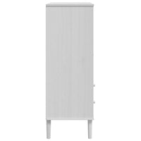 Thumbnail for Highboard SENJA Rattan-Optik Weiß 90x40x112 cm Kiefernholz