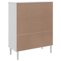 Thumbnail for Highboard SENJA Rattan-Optik Weiß 90x40x112 cm Kiefernholz