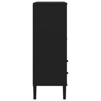 Thumbnail for Highboard SENJA Rattan-Optik Schwarz 90x40x112 cm Kiefernholz