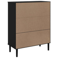 Thumbnail for Highboard SENJA Rattan-Optik Schwarz 90x40x112 cm Kiefernholz