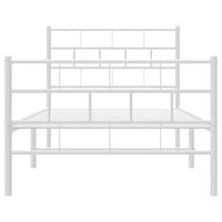 Thumbnail for Bettgestell mit Kopf- und Fußteil Metall Weiß 107x203 cm