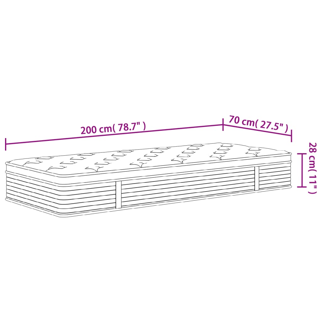 Matratze Taschenfederkern Medium Plus 70x200 cm