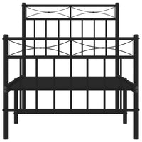 Thumbnail for Bettgestell mit Kopf- und Fußteil Metall Schwarz 75x190 cm