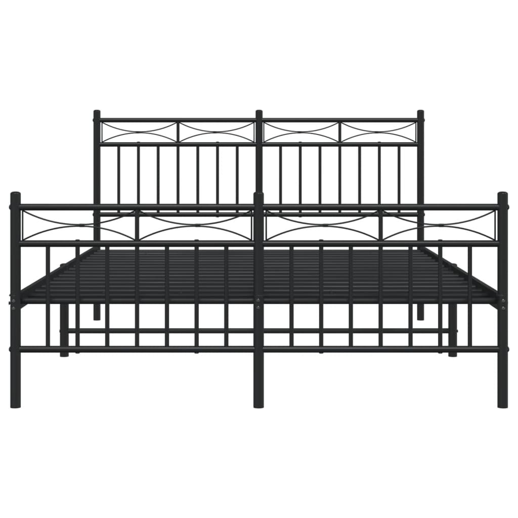 Bettgestell mit Kopf- und Fußteil Metall Schwarz 135x190 cm