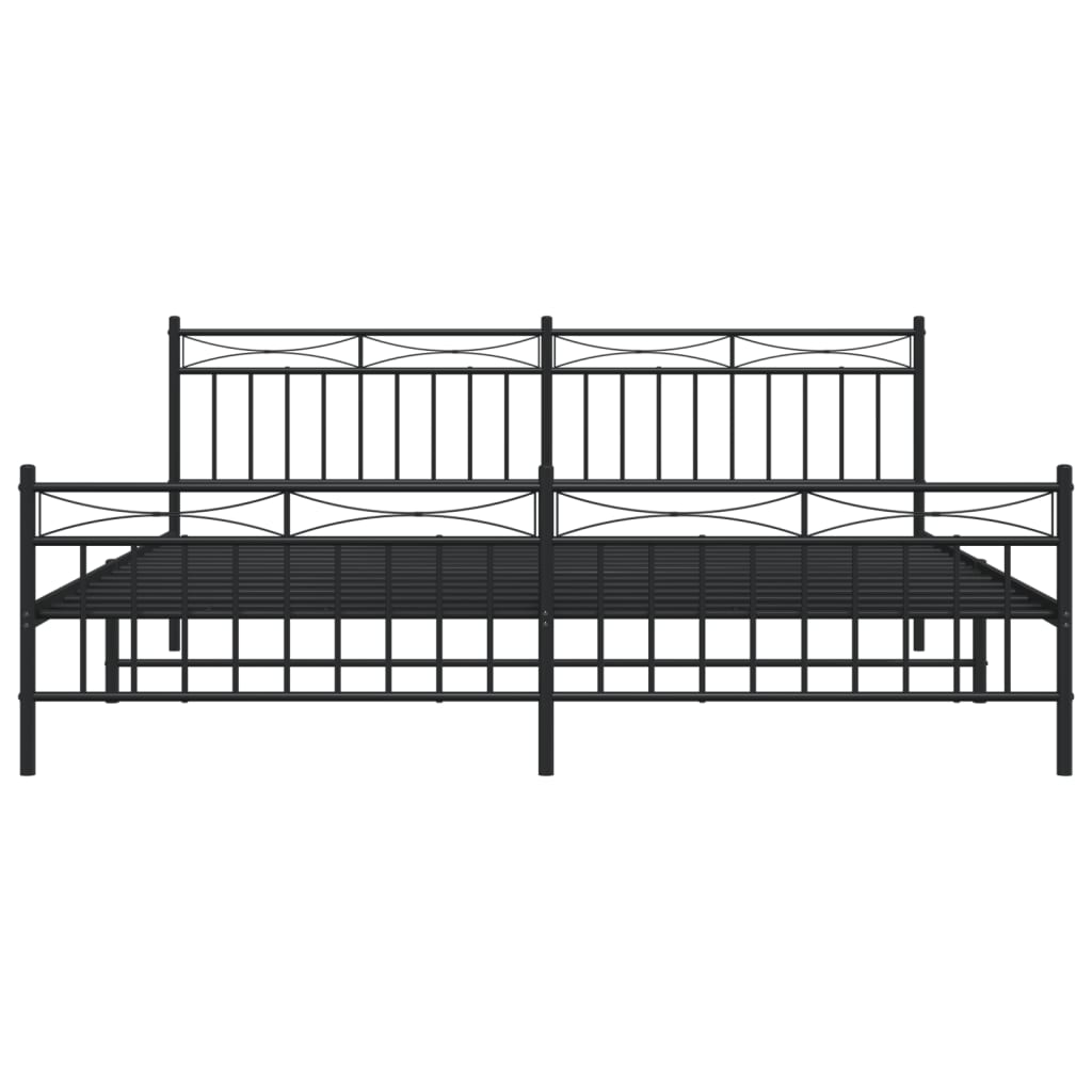 Bettgestell mit Kopf- und Fußteil Metall Schwarz 200x200 cm