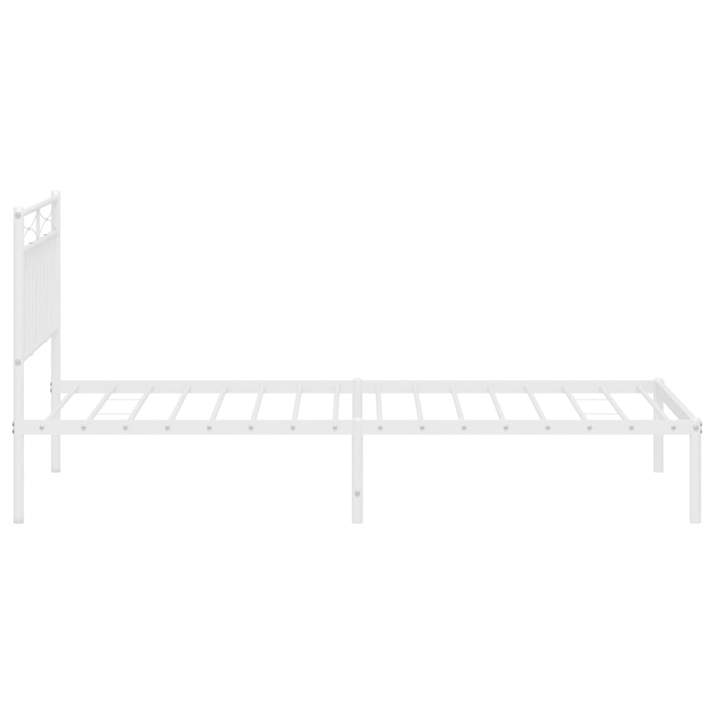 Bettgestell mit Kopfteil Metall Weiß 100x190 cm