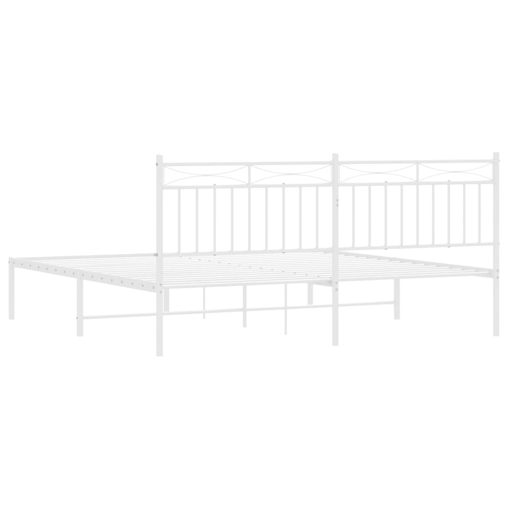 Bettgestell mit Kopfteil Metall Weiß 183x213 cm