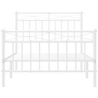 Thumbnail for Bettgestell mit Kopf- und Fußteil Metall Weiß 100x190 cm