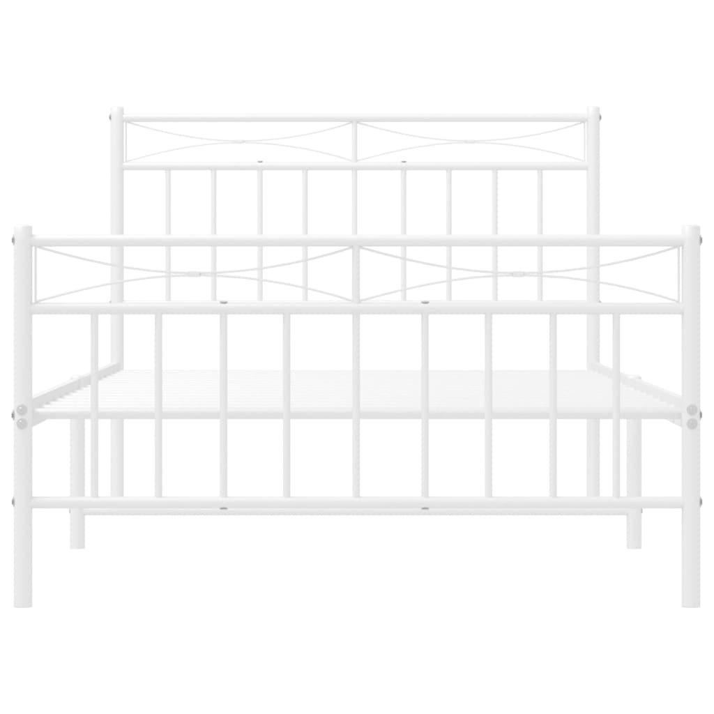Bettgestell mit Kopf- und Fußteil Metall Weiß 100x200 cm