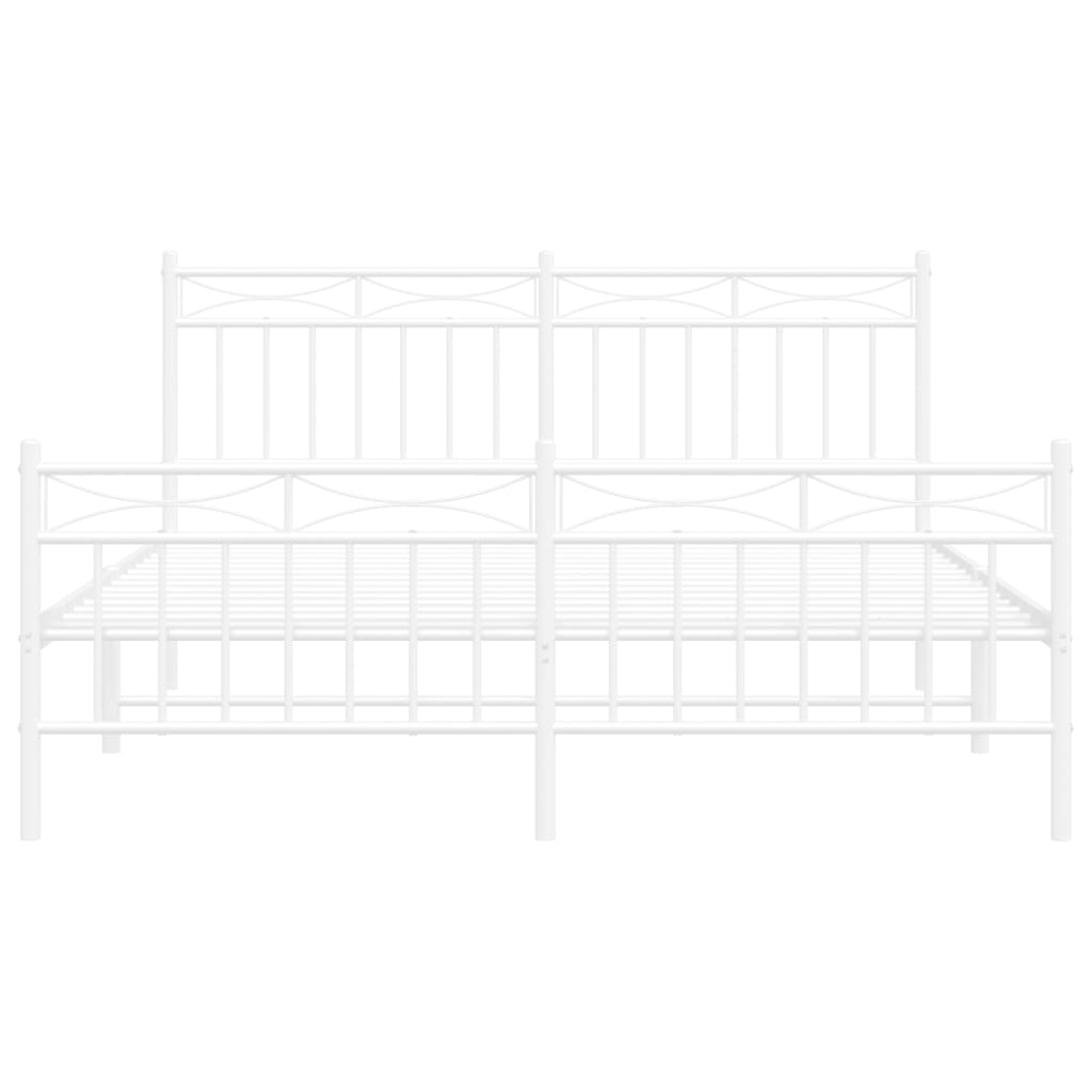 Bettgestell mit Kopf- und Fußteil Metall Weiß 150x200 cm