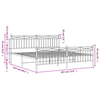 Thumbnail for Bettgestell mit Kopf- und Fußteil Metall Weiß 183x213 cm