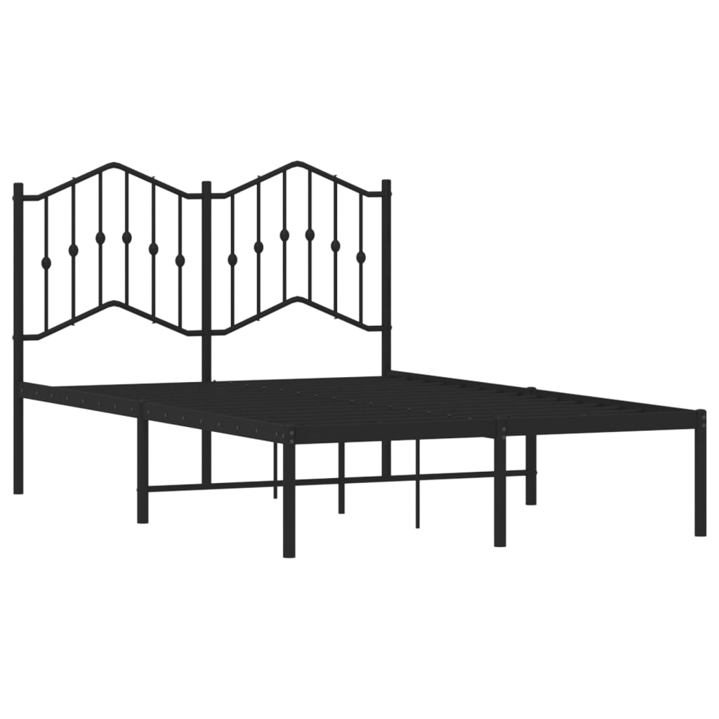 Bettgestell mit Kopfteil Metall Schwarz 120x190 cm