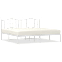 Thumbnail for Bettgestell mit Kopfteil Metall Weiß 193x203 cm