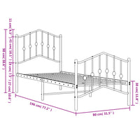Thumbnail for Bettgestell mit Kopf- und Fußteil Metall Weiß 75x190 cm
