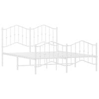 Thumbnail for Bettgestell mit Kopf- und Fußteil Metall Weiß 135x190 cm