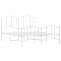 Thumbnail for Bettgestell mit Kopf- und Fußteil Metall Weiß 140x200 cm