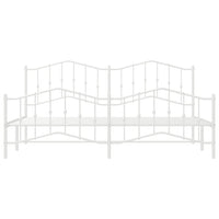 Thumbnail for Bettgestell mit Kopf- und Fußteil Metall Weiß 193x203 cm