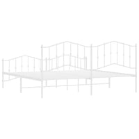 Thumbnail for Bettgestell mit Kopf- und Fußteil Metall Weiß 193x203 cm