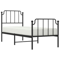 Thumbnail for Bettgestell mit Kopf- und Fußteil Metall Schwarz 75x190 cm