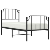 Thumbnail for Bettgestell mit Kopf- und Fußteil Metall Schwarz 80x200 cm