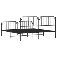 Thumbnail for Bettgestell mit Kopf- und Fußteil Metall Schwarz 183x213 cm