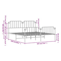 Thumbnail for Bettgestell mit Kopf- und Fußteil Metall Schwarz 183x213 cm