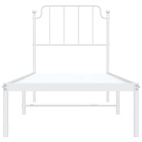 Thumbnail for Bettgestell mit Kopfteil Metall Weiß 80x200 cm