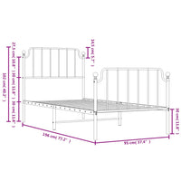 Thumbnail for Bettgestell mit Kopf- und Fußteil Metall Weiß 90x190 cm
