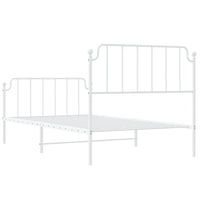 Thumbnail for Bettgestell mit Kopf- und Fußteil Metall Weiß 107x203 cm