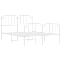 Thumbnail for Bettgestell mit Kopf- und Fußteil Metall Weiß 135x190 cm