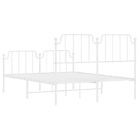 Thumbnail for Bettgestell mit Kopf- und Fußteil Metall Weiß 150x200 cm