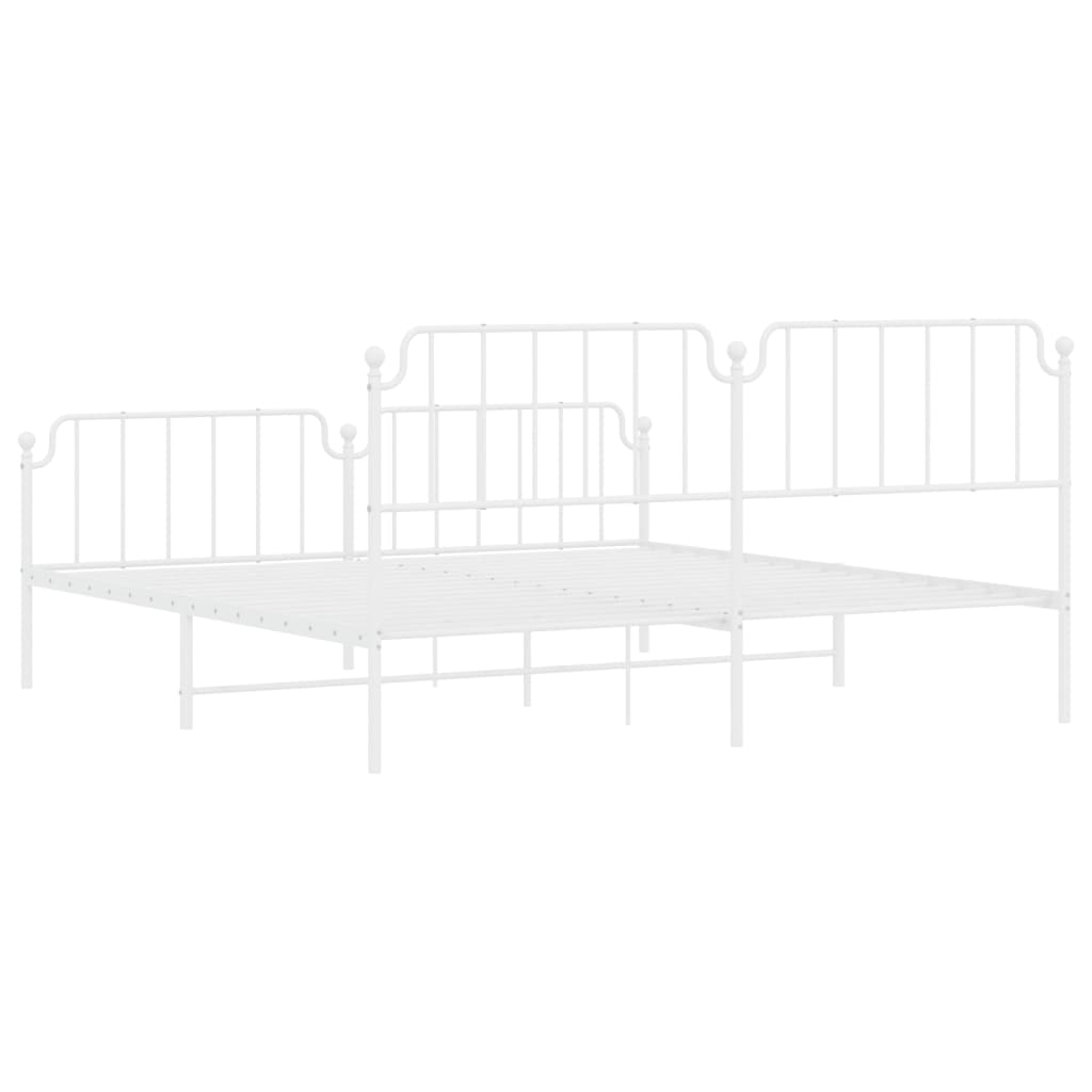 Bettgestell mit Kopf- und Fußteil Metall Weiß 193x203 cm