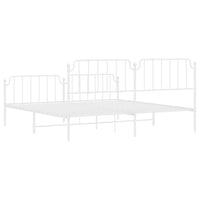 Thumbnail for Bettgestell mit Kopf- und Fußteil Metall Weiß 193x203 cm