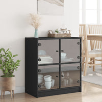 Thumbnail for Beistellschrank mit Glastüren Schwarz 68x37x75,5 cm
