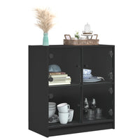 Thumbnail for Beistellschrank mit Glastüren Schwarz 68x37x75,5 cm