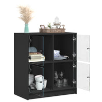 Thumbnail for Beistellschrank mit Glastüren Schwarz 68x37x75,5 cm