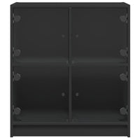 Thumbnail for Beistellschrank mit Glastüren Schwarz 68x37x75,5 cm