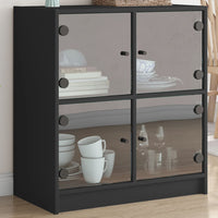 Thumbnail for Beistellschrank mit Glastüren Schwarz 68x37x75,5 cm