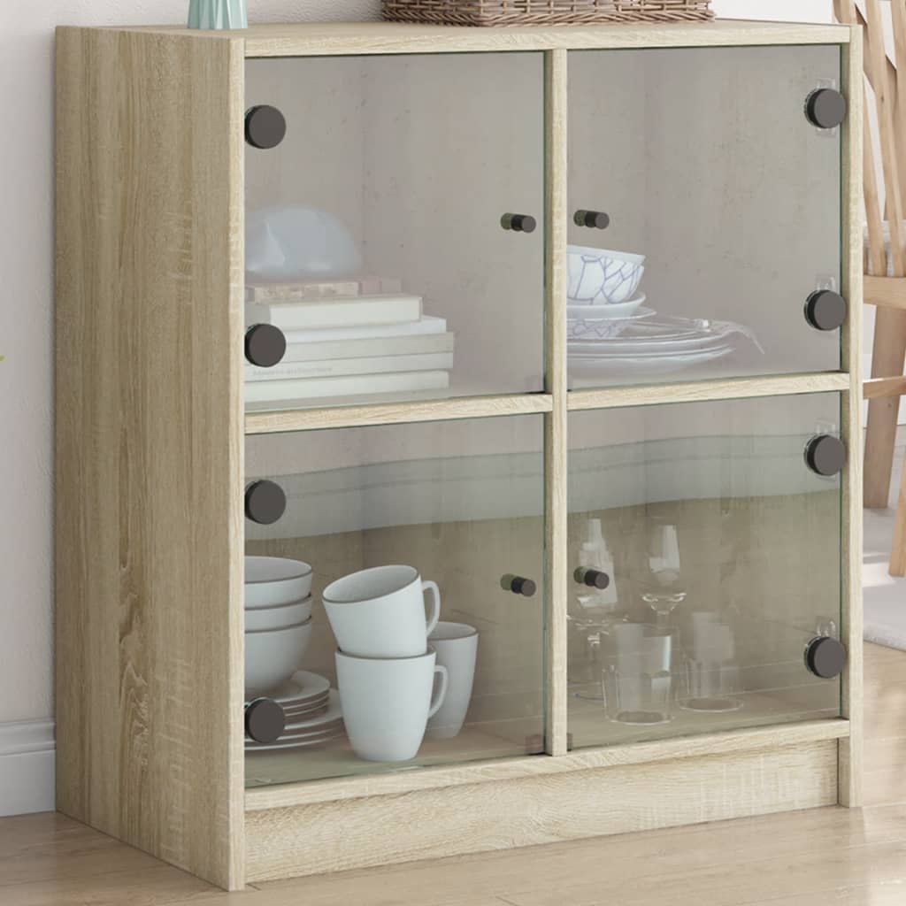 Beistellschrank mit Glastüren Sonoma-Eiche 68x37x75,5 cm