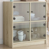 Thumbnail for Beistellschrank mit Glastüren Sonoma-Eiche 68x37x75,5 cm