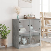 Thumbnail for Beistellschrank mit Glastüren Betongrau 68x37x75,5 cm