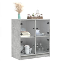 Thumbnail for Beistellschrank mit Glastüren Betongrau 68x37x75,5 cm