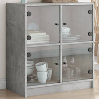 Thumbnail for Beistellschrank mit Glastüren Betongrau 68x37x75,5 cm