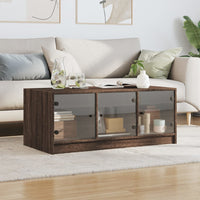 Thumbnail for Couchtisch mit Glastüren Braun Eichen-Optik 102x50x42 cm