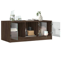 Thumbnail for Couchtisch mit Glastüren Braun Eichen-Optik 102x50x42 cm