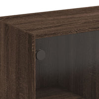 Thumbnail for Couchtisch mit Glastüren Braun Eichen-Optik 102x50x42 cm