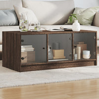 Thumbnail for Couchtisch mit Glastüren Braun Eichen-Optik 102x50x42 cm