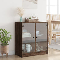 Thumbnail for Beistellschrank mit Glastüren Braun Eichen-Optik 68x37x75,5 cm