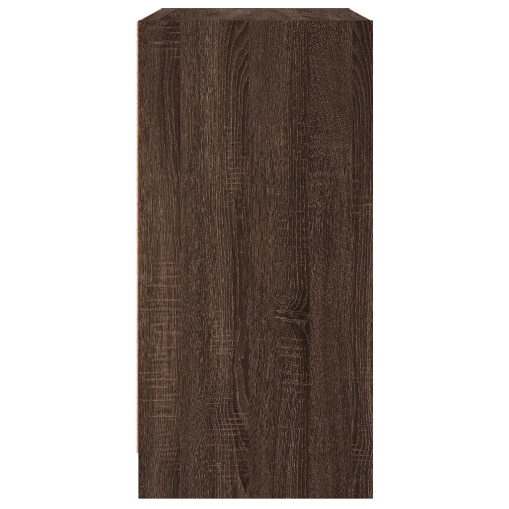 Beistellschrank mit Glastüren Braun Eichen-Optik 68x37x75,5 cm