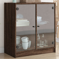 Thumbnail for Beistellschrank mit Glastüren Braun Eichen-Optik 68x37x75,5 cm